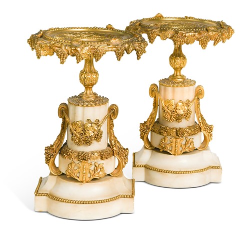 Lot 579 - A pair finely cast Louis XVI style tazzas, 19th century