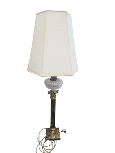 Lot 249 - A very large brass Corinthian column lamp, the...