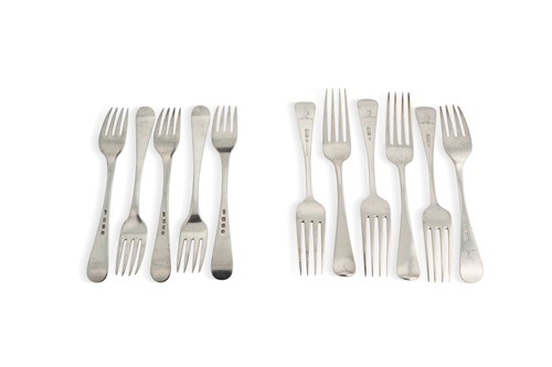 Lot 607 - Dublin - Two sets of early 19th century silver forks