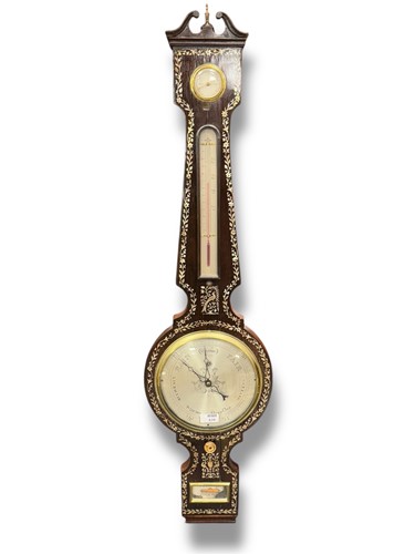 Lot 839 - Banjo barometer by A.M Ortelli of Godalming,...