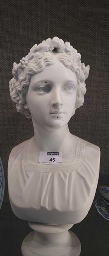 Lot 45 - A Copeland parian bust of 'The May Queen',...