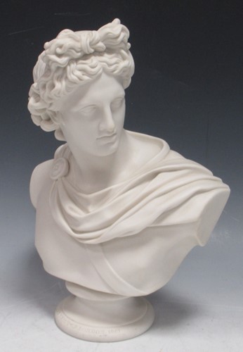 Lot 43 - A Copeland parian bust of Apollo, marked 'Art...