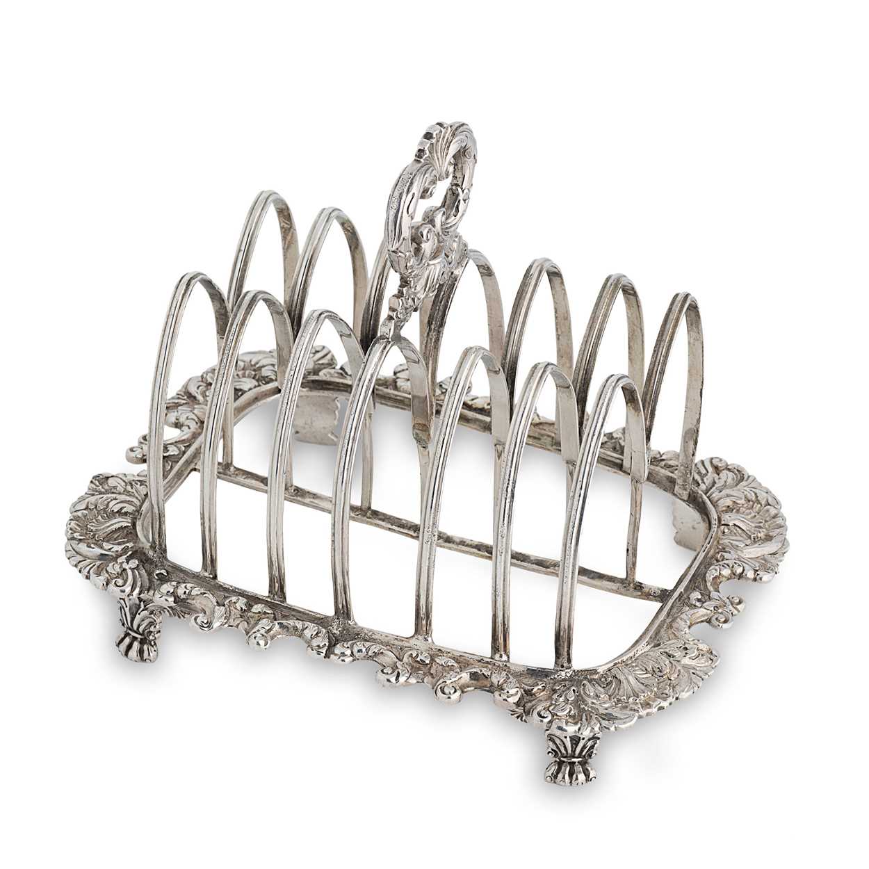 Lot 447 - A George III silver 7 bar toast rack