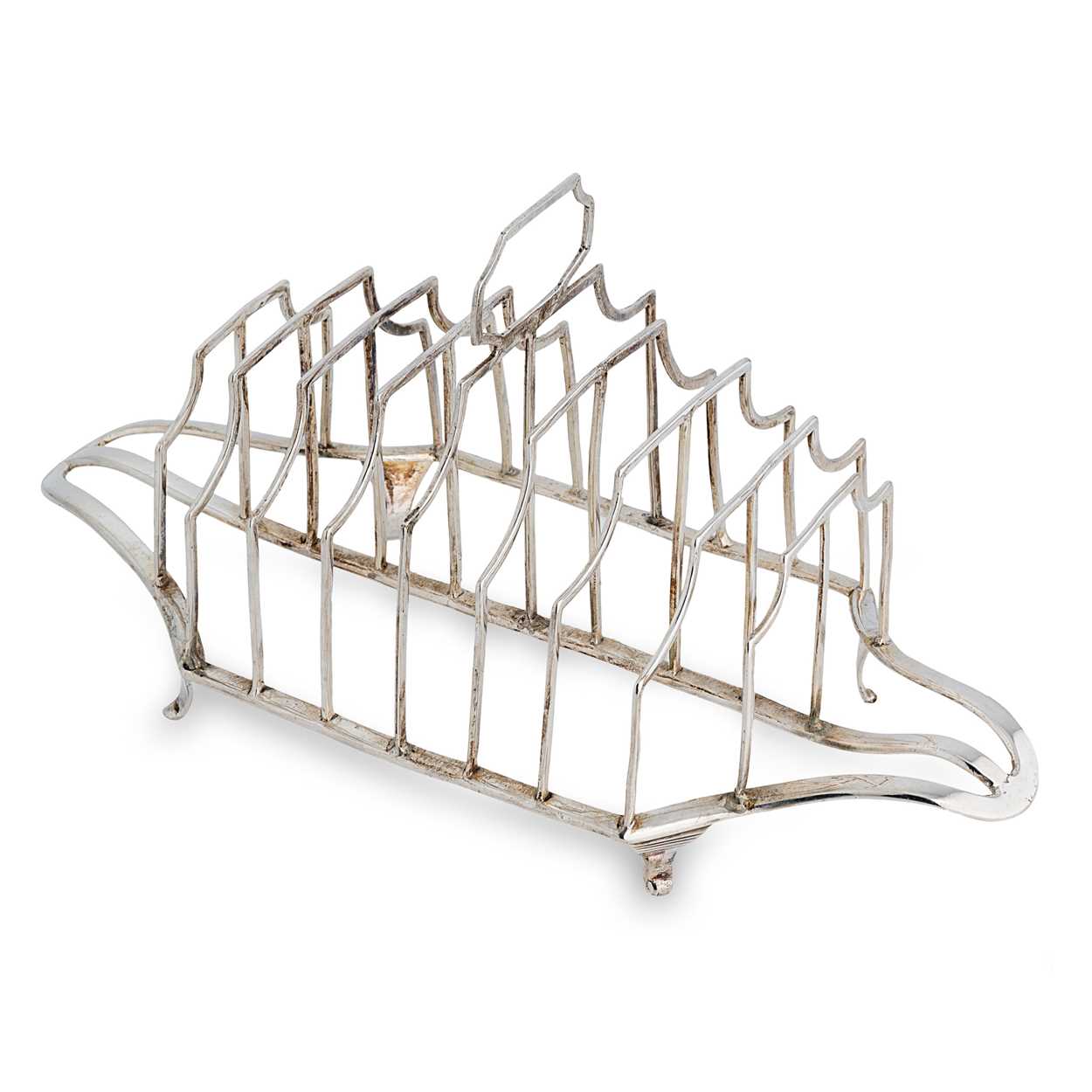 Lot 441 - A George III silver 9 bar toast rack