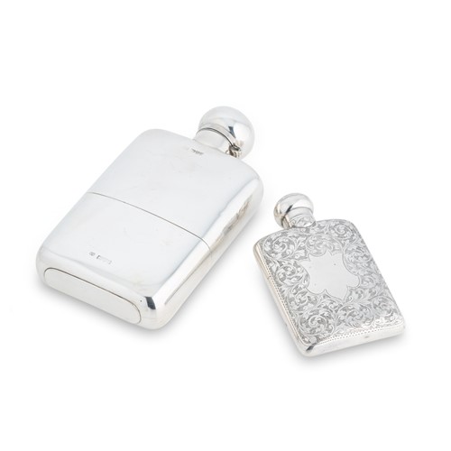 Lot 582 - Chester - An Edward VII silver good-sized hip flask together with a smaller example