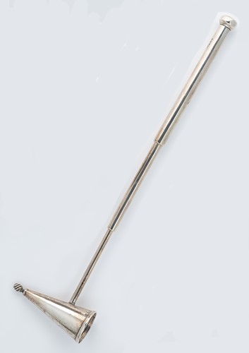 Lot 278 - A George III silver candle snuffer, mark of Matthew Boulton, with later telescopic handle