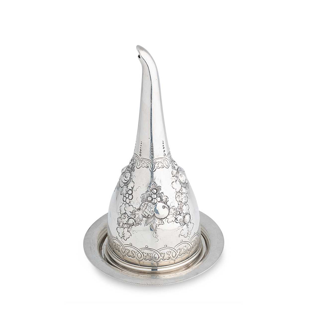 Lot 488 - A Victorian silver wine funnel with associated stand