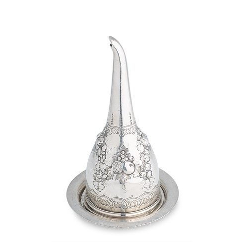 Lot 488 - A Victorian silver wine funnel with associated stand