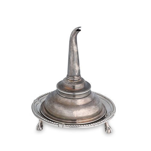 Lot 449 - A George III silver wine funnel with associated stand