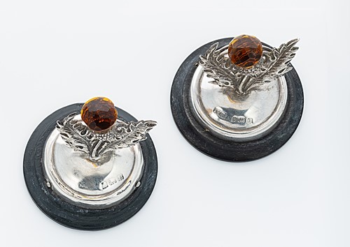 Lot 332 - A visual pair of silver novelty menu holders