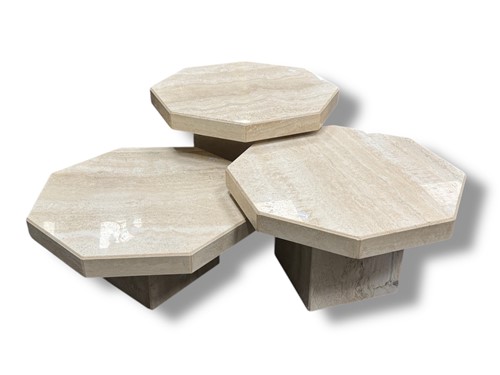 Lot 794 - A set of three graduating travertine...