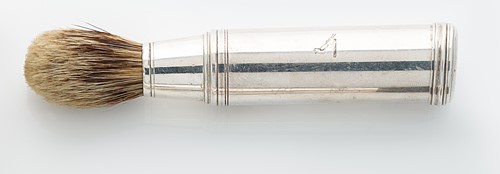Lot 345 - A Victorian silver travelling shaving brush and case