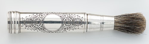 Lot 346 - A Victorian silver travelling shaving brush and case