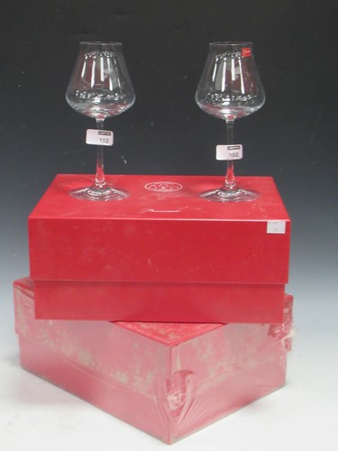Lot 102 - Two pairs of Baccarat red wine glasses, in...