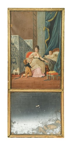 Lot 635 - A French giltwood trumeau mirror, early 19th century