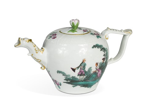 Lot 617 - A Meissen teapot and cover, circa 1760-70