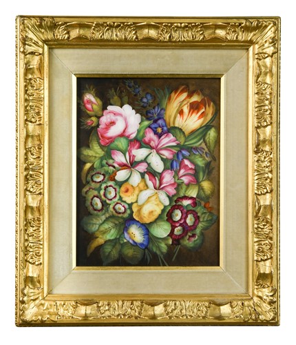 Lot 447 - James Rouse Snr (1802-1884), a Derby rectangular botanical porcelain plaque