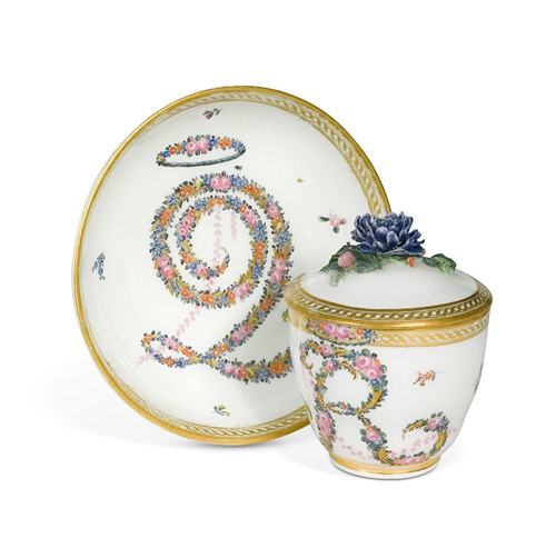 Lot 532 - A Nymphenburg covered cup and saucer circa 1780