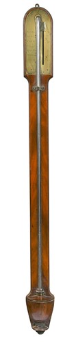 Lot 644 - M. Berge, London, a George III walnut stick barometer