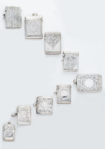 Lot 295 - A collection of 9 Birmingham marked Victorian and later silver vesta cases