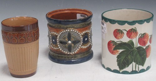 Lot 150 - A Wemyss ware cylindrical pot decorated with...