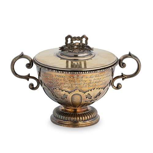 Lot 517 - A George V silver gilt two handled cup and cover