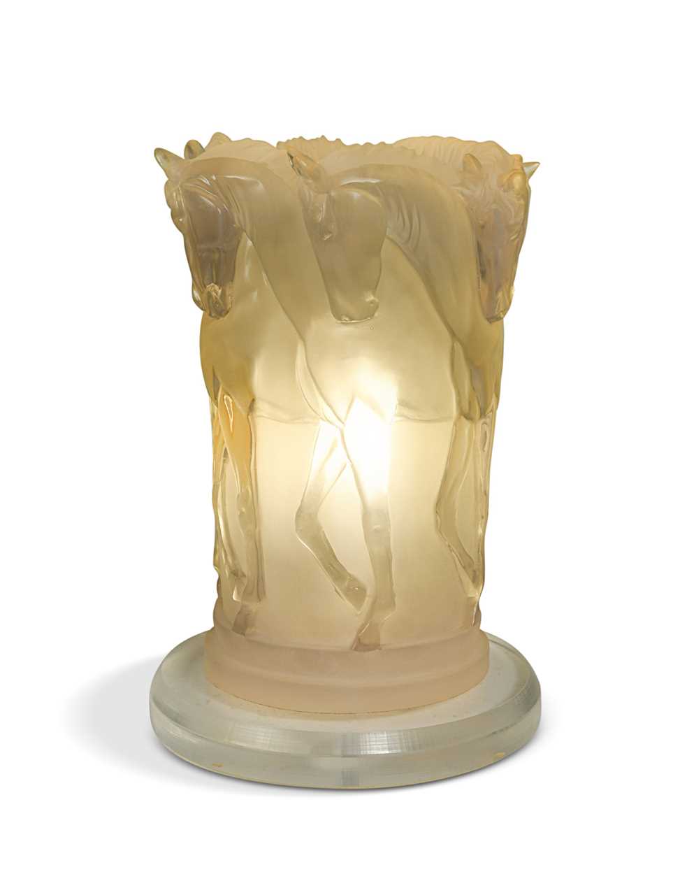 Lot 213 - In the manner of Lalique, a lucite table lamp