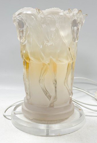 Lot 213 - In the manner of Lalique, a lucite table lamp