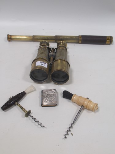 Lot 141 - A pair of Victorian brass binoculars; together...