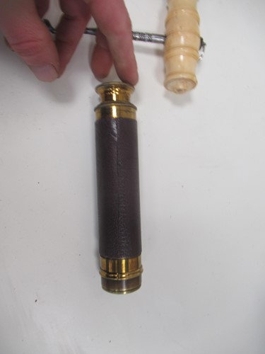 Lot 141 - A pair of Victorian brass binoculars; together...