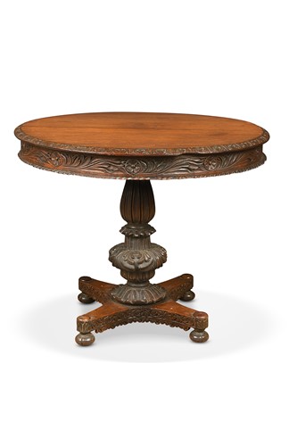 Lot 731 - An Anglo Indian padouk center table, 19th century