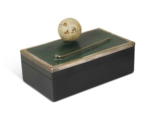 Lot 120 - A silver-mounted and ebonised cigarette box
