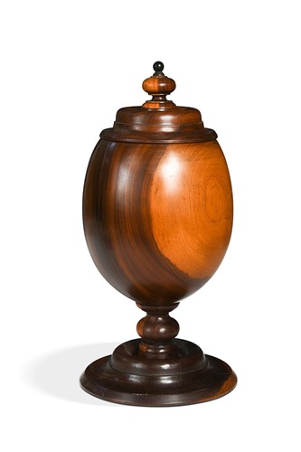 Lot 370 - A turned lignum vitae jar and cover, 19th century