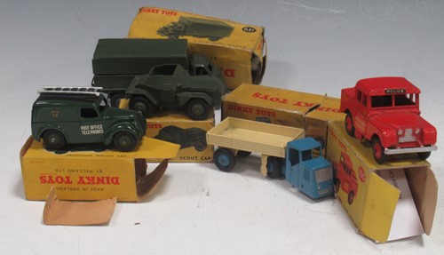 Lot 298 - Five Dinky Toys, a 261 Telephone Service Van...
