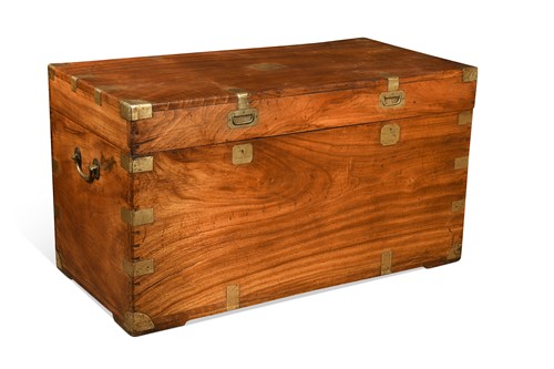 Lot 654 - A brass bound camphor wood chest, 19th century