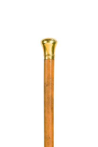 Lot 728 - An Edward VII 12ct gold topped walking cane by Brigg