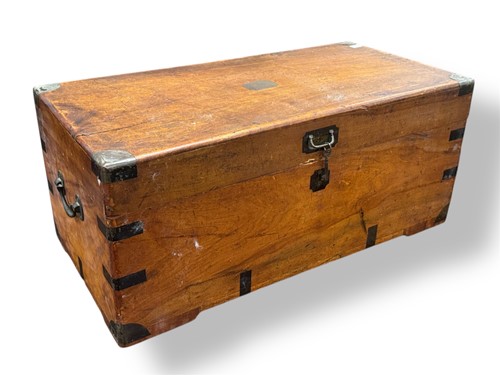 Lot 619 - A camphorwood box with brass bound corners, 30....