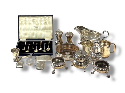 Lot 361 - A collection of silverware including cruets,...
