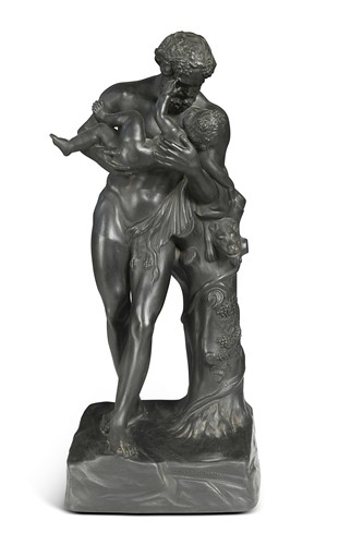 Lot 713 - A Wedgwood black basalt figure of the Faun and Bacchus, 19th century