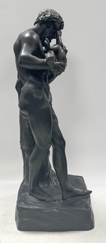 Lot 713 - A Wedgwood black basalt figure of the Faun and Bacchus, 19th century