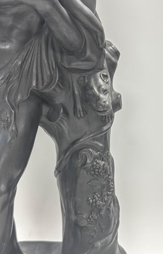 Lot 713 - A Wedgwood black basalt figure of the Faun and Bacchus, 19th century