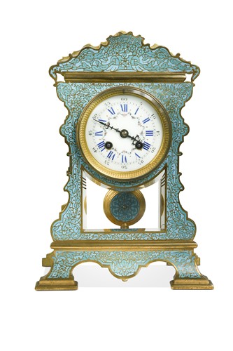 Lot 489 - A French champleve and gilt brass mantel clock, late 19th century
