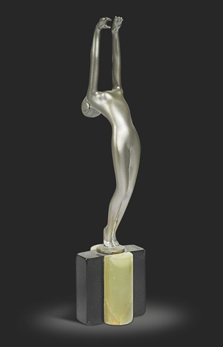 Lot 84 - Josef Lorenzl (1892-1950), an Art Deco silvered bronze model of a dancing female nude