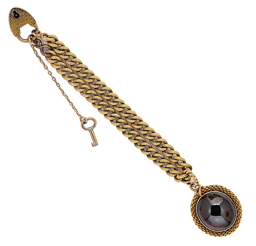 Lot 91 - A Victorian padlock bracelet and locket
