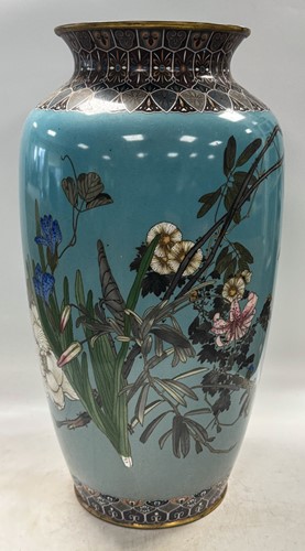 Lot 84 - A pair of Japanese large cloisonné vases, late Meiji Period, circa 1890