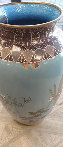 Lot 84 - A pair of Japanese large cloisonné vases, late Meiji Period, circa 1890