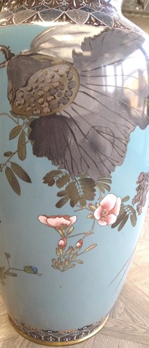 Lot 84 - A pair of Japanese large cloisonné vases, late Meiji Period, circa 1890
