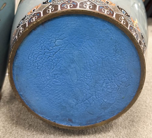 Lot 84 - A pair of Japanese large cloisonné vases, late Meiji Period, circa 1890