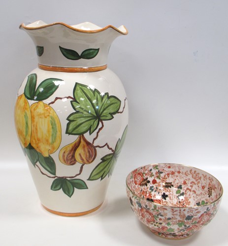 Lot 90 - An Italian maiolica large" fruity" vase, 20th century