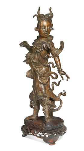Lot 56 - A Chinese gilt bronze female deity, late Ming Dynasty (1368-1644)